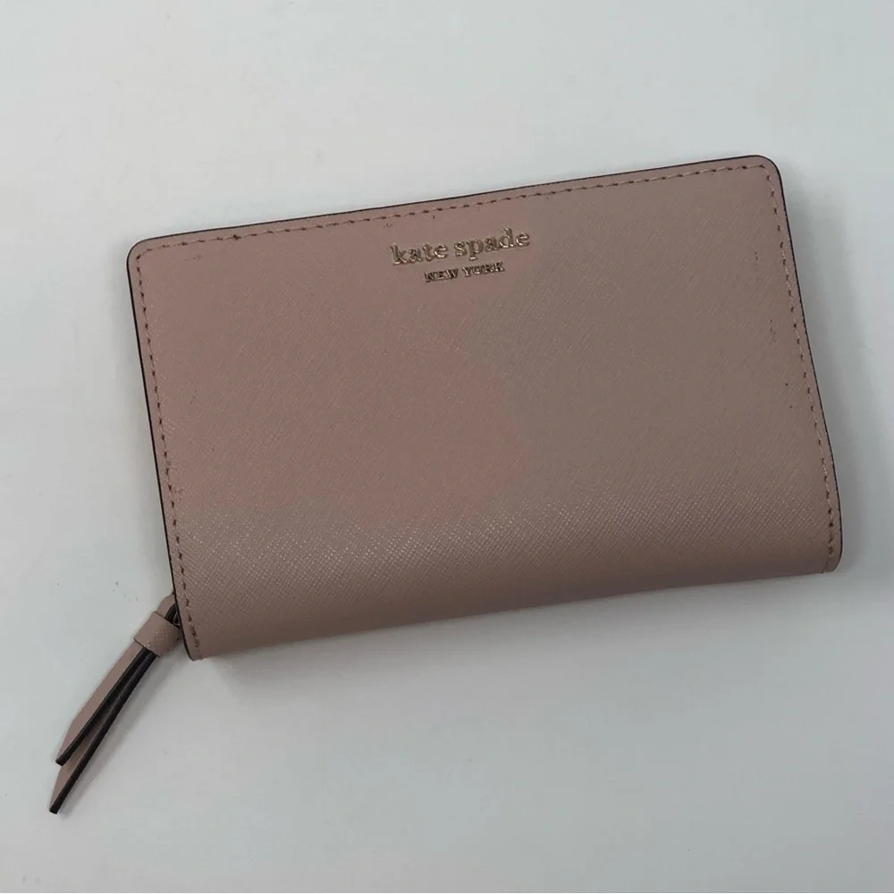 kate spade Dusty Pink Saffiano Zip Wallet